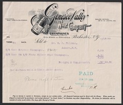 RARE 1899 Billhead Genesee Valley Wine Company – Rochester NY – Great graphic