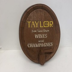 TAYLOR New York State Wines and Champagne 3D Barrel Bar Sign Hanging Vintage
