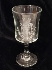 Vintage 1983 – The Broker Restaurants – Wine Glass – White Artwork – 6-1/4&Prime; Tall
