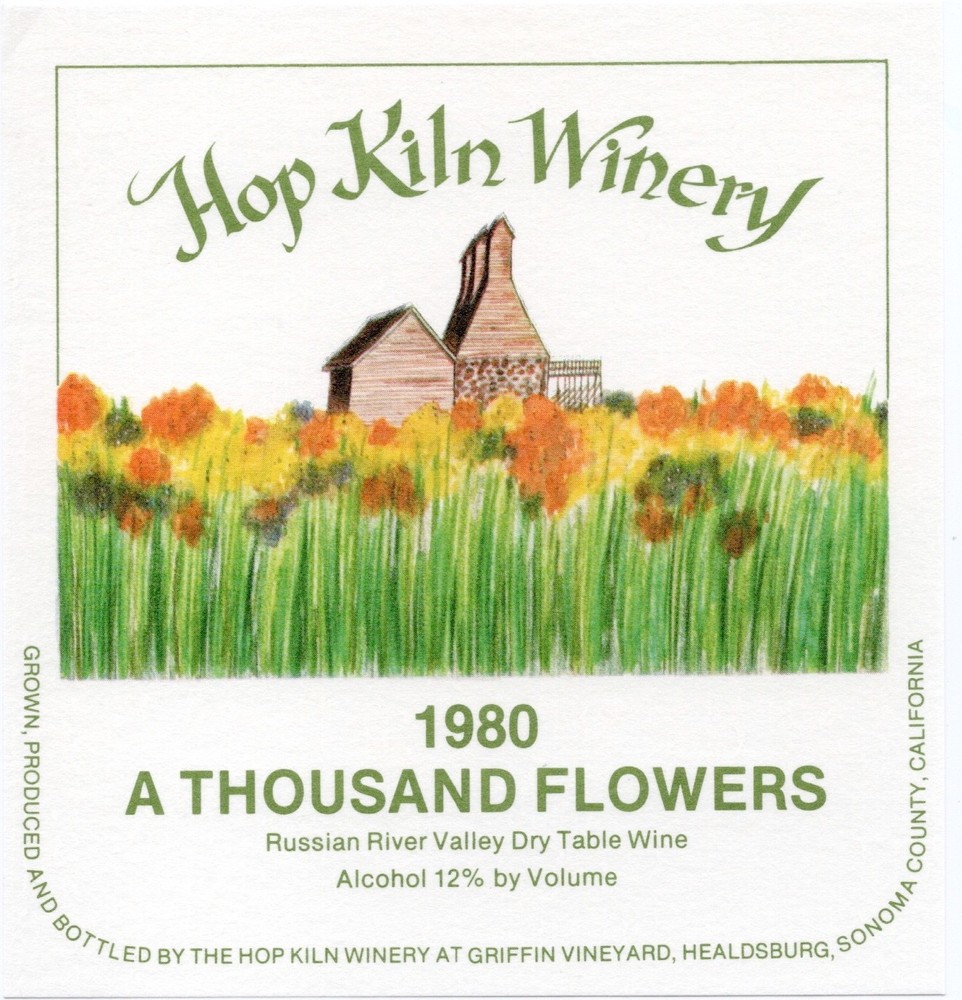 Hop Kiln Winery A Thousand Blossoms Wine Label UNUSED NEW Vintage 1980