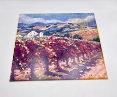 Clos Du Bois Vineyard Art Print – S. Waldron Watercolor, Mounted 18&Prime; x 16&Prime;
