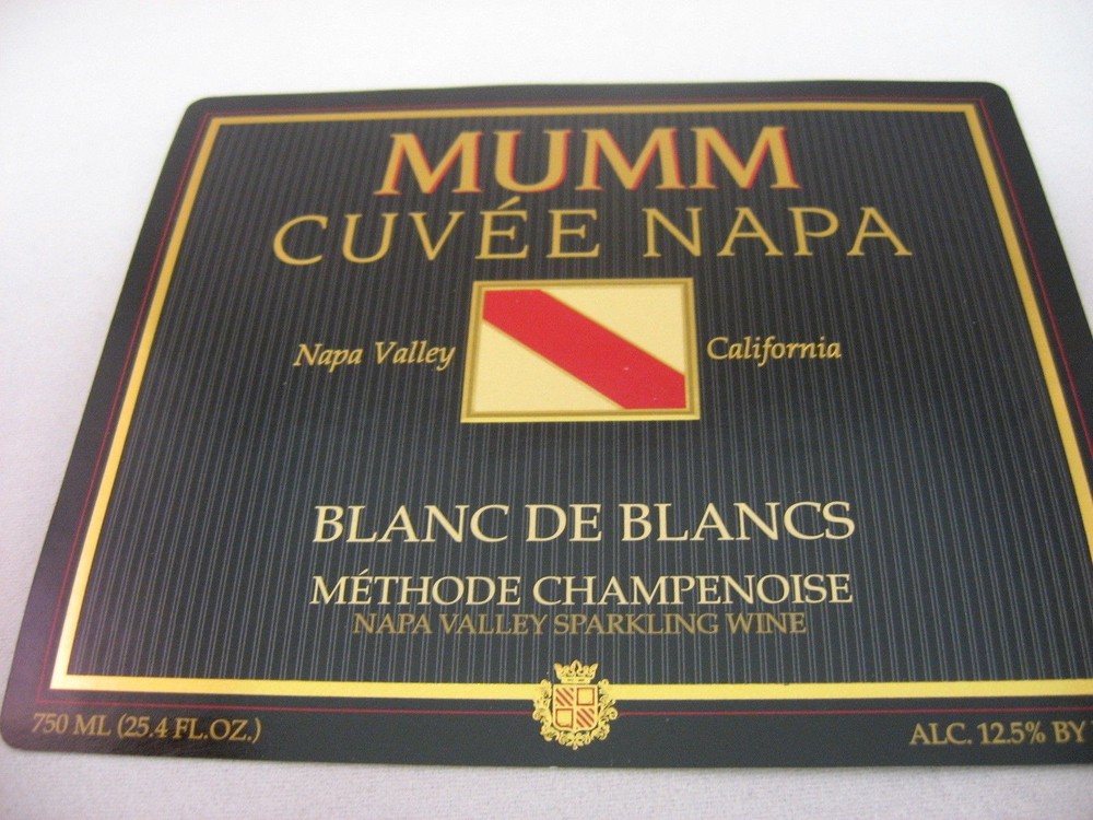Mumm Cuvée Napa Blanc de Blancs Sparkling Wine Label California Collectible