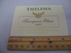 Thelema 2007 Sauvignon Blanc Wine Label South Africa Stellenbosch Collectible