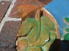VINTAGE BODENHEIM A/RHEIN GERMANY, LARGE HEAVILY CARVED WOOD CITY SEAL SIGN.