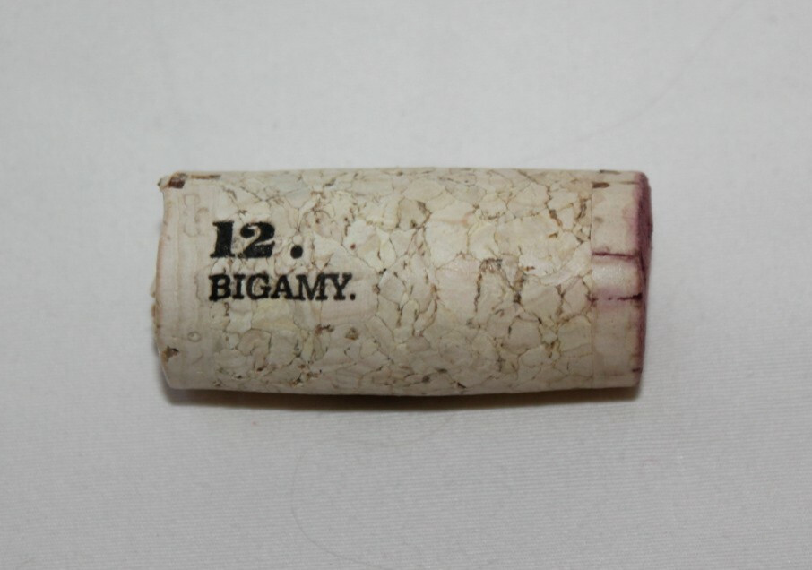 19 Crimes Collectible red Wine Cork #12 Bigamy collection 12.