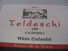 Vintage 1999 Teldeschi White Zinfandel Wine Label California Healdsburg Unused