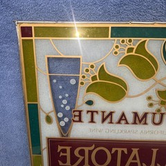 VINTAGE 1980’S SPUMANTE BALLATORE WINE STAINED GLASS SIGN 18.5” X 17”