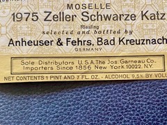 Original Wine Label 1975 Moselle Schwarze Katz Germany BLACK CAT Ilustration