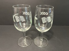 Set Of 2 Nebraska Balloon & Wine Festival Wine Glasses Cox Woodhouse Rotella