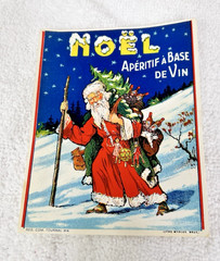 Vintage European Litho Paper Santa Claus Noel Aperitif Base De Vin Wine Label