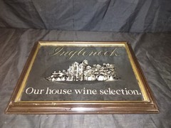 Vintage Inglenook Vineyards Winery Smoked Mirror Bar Sign Wooden Frame