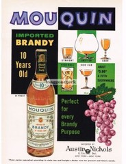 1959 MOQUIN Brandy Grapes Glasses art Vintage Print Ad
