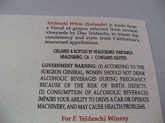 Vintage 1999 Teldeschi White Zinfandel Wine Label California Healdsburg Unused