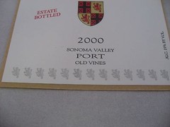 2000 Wellington Vineyards Port Wine Label Sonoma Valley Old Vines Estate