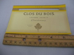 2000 Clos Du Bois Chardonnay Wine Label Sonoma County California Collectible Tag