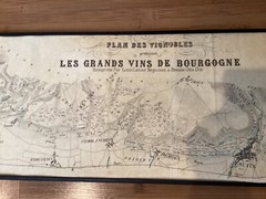 Louis Latour early reprint of 1880 nine foot panoramic map of Burgundy vineyards
