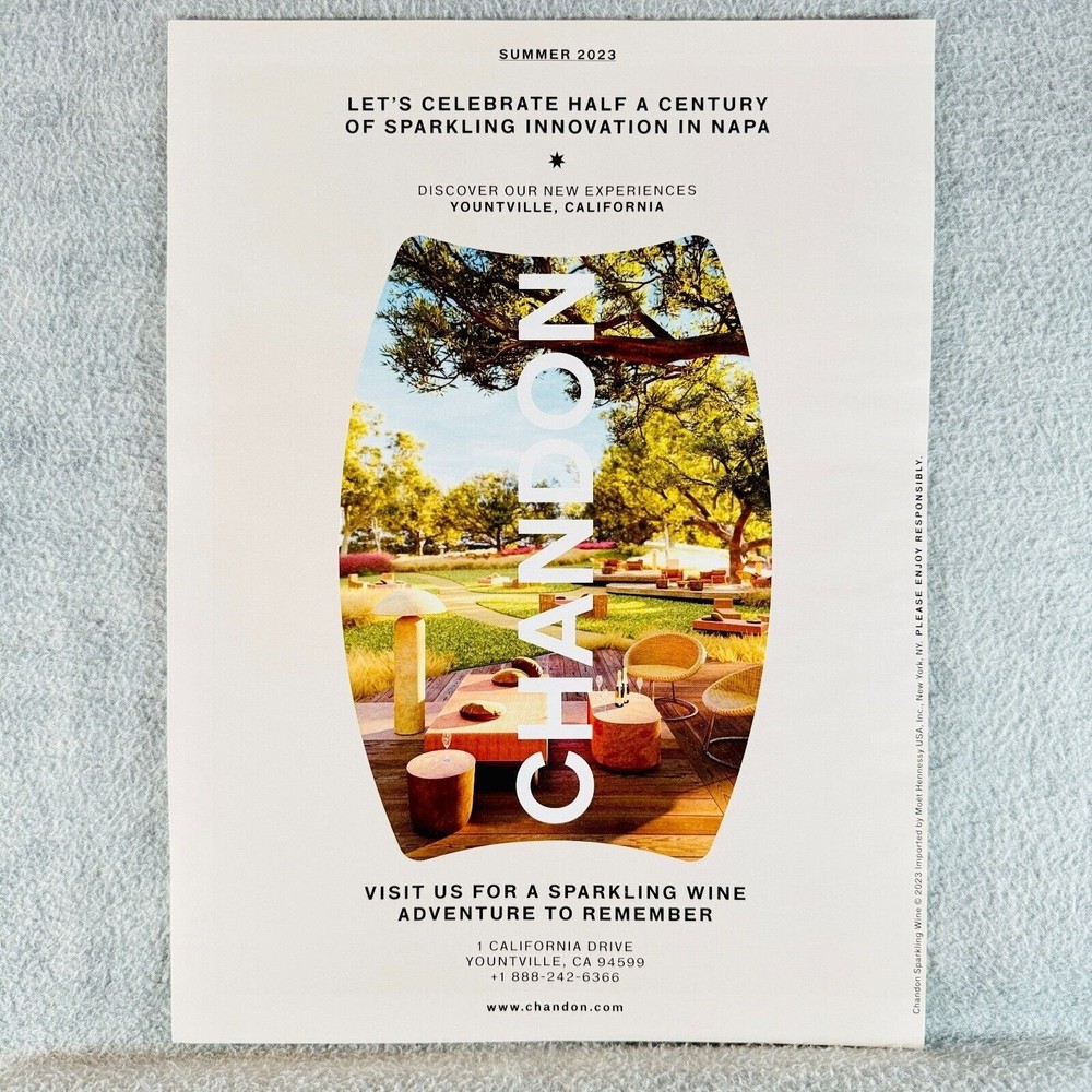 2023 Chandon Sparkling Wine Print Ad Yountville CA Napa Outdoor Picnic