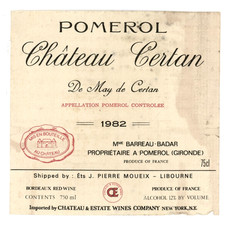 Chateau Certan Wine Label 1982 France French Pomerol