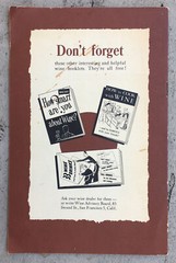 ca.1945-1955 LITTLE WINE CELLAR Booklet: California Wine Advisory Board of SF