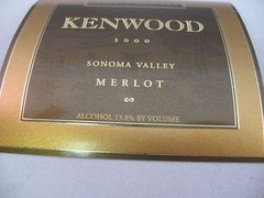 2000 Kenwood Reserve Massara Merlot Wine Label Sonoma Valley CA Collectible
