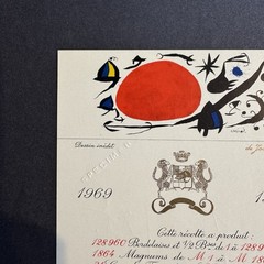 1969 Chateau Mouton Rothschild Wine Label Specimen Signed Joan Miro 1/75 Rare