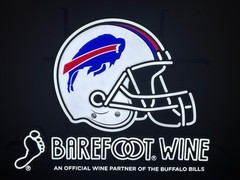 BAREFOOT WINE BUFFALO BILLS NFL LED BAR SIGN MAN CAVE GARAGE DECOR FOOTBALL SIGN