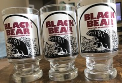 Black Bear Blackberry Wine Footed 3 Glasses Chicago Illinois USA Mogen David