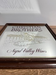 Vintage Christian Brothers Winery Advertisement Mirrored Sign Napa Framed 16”
