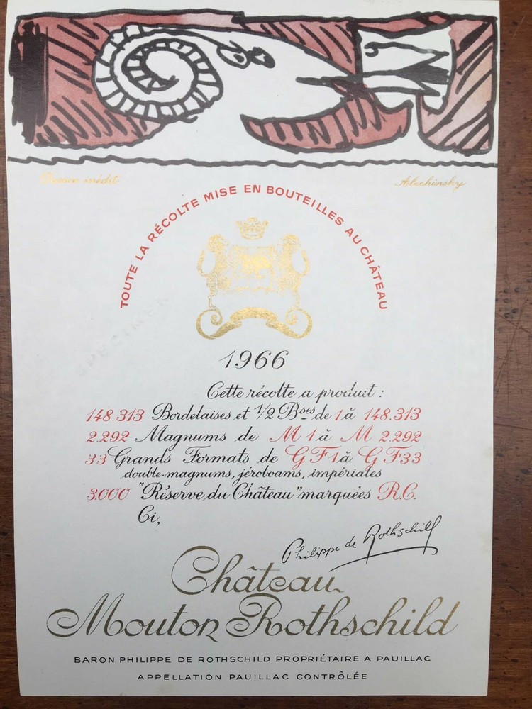 The 1966 Chateau Mouton Rothschild (Specimen) – Label By: Pierre Alechinsky