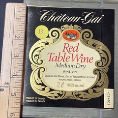 Vintage Chateau-Gai Red Medium Dry Table Wine Niagara UNUSED Paper Label Q33