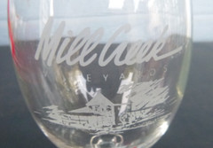 vintage Mill Creek Vineyard wine glass Winery Dry creek Valley California 6 1/2&Prime;