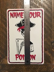 Metal Tin Bar Sign Skeleton Name Your Poison Jolly Roger Rum Made In USA