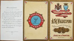 Wine Menu 1890 AR Valdespino Port Sherry, Jerez de la Frontera, Espana Spain 1