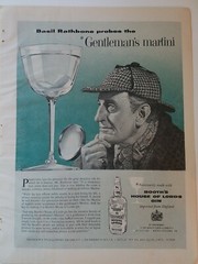 1959 Booth&rsquo;s House of Lords gin Basil Rathbone Sherlock Holmes art ad