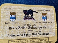 Original Wine Label 1975 Moselle Schwarze Katz Germany BLACK CAT Ilustration