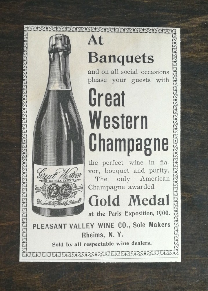 Vintage 1902 Great Western Champagne Gold Medal Original Ad – 1021 A2
