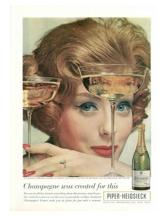 1960 Piper-Heidsieck PRINT AD Vintage 1953 Bottle Champagne