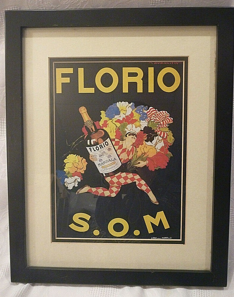 Florio Marcello Dudovich Art Print Marsala Wine Framed Bar Advertising Man Cave