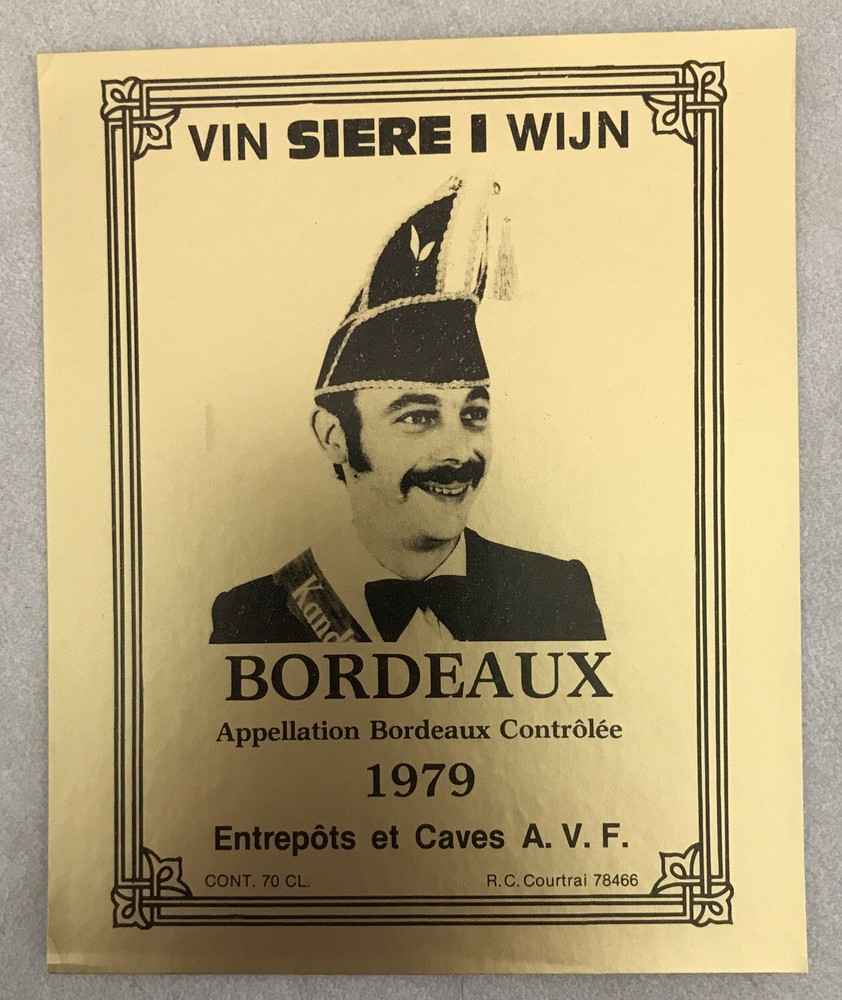 Vtg Courtrai Bordeaux Vin Siere I Wijn Bordeaux Controlee 1979 Wine Label