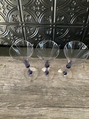 Martini & Rossi Asti 2000 Millennium Champagne Flutes Blue Design 9.5&Prime; Set of 3