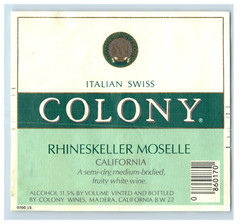 1970&rsquo;s-80&rsquo;s Colony Rhineskeller Moselle Californian Wine Label Original S51E