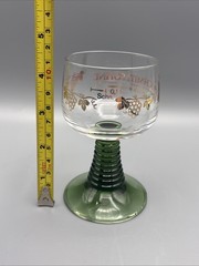 Schmitt Sohne Winery 0.1L German Wine Glasses Clear Green Ribbed Stem Set Of 2