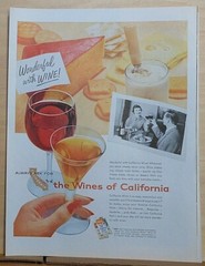 1957 magazine ad for Wines of California – When you serve cheese serve wine!