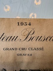 Vintage 1934 Chateau Bouscard Wine Bottle Label Original