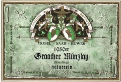 Shield Emblem Mosel Saar Ruwer Munzlay Riesling 1950&rsquo;s 1959er German Wine Label