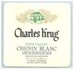 1970&rsquo;s-80&rsquo;s Charles Krug Chenin Blanc Californian Wine Label Original S51E