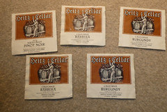 Lot of 5 Vintage 1970s Heitz Wine Cellars California Barbera Bottle Labels