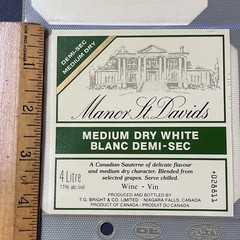 Vintage 1982 Brights Winery Manor St. Davids White Wine UNUSED Paper Label Q165