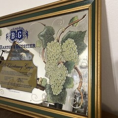 VTG B & G BARTON & GUESTIER « Fine French Wines » WOOD FRAMED MIRROR SIGN 20.5×15&Prime;