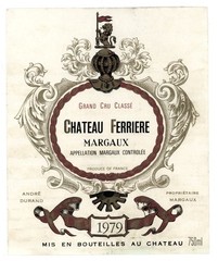 Chateau Ferriere Wine Label 1979 France French Margaux